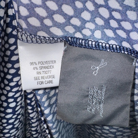 DANA BUCHMAN Navy Blue + White Sleeveless Twist Front Spotted Print Dress Small - Picture 3 of 6